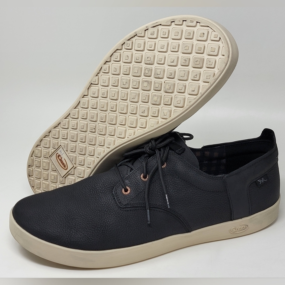Chaco Men's Davis Lace Black Leather Casual Sneakers Shoes Size 14 US J106259